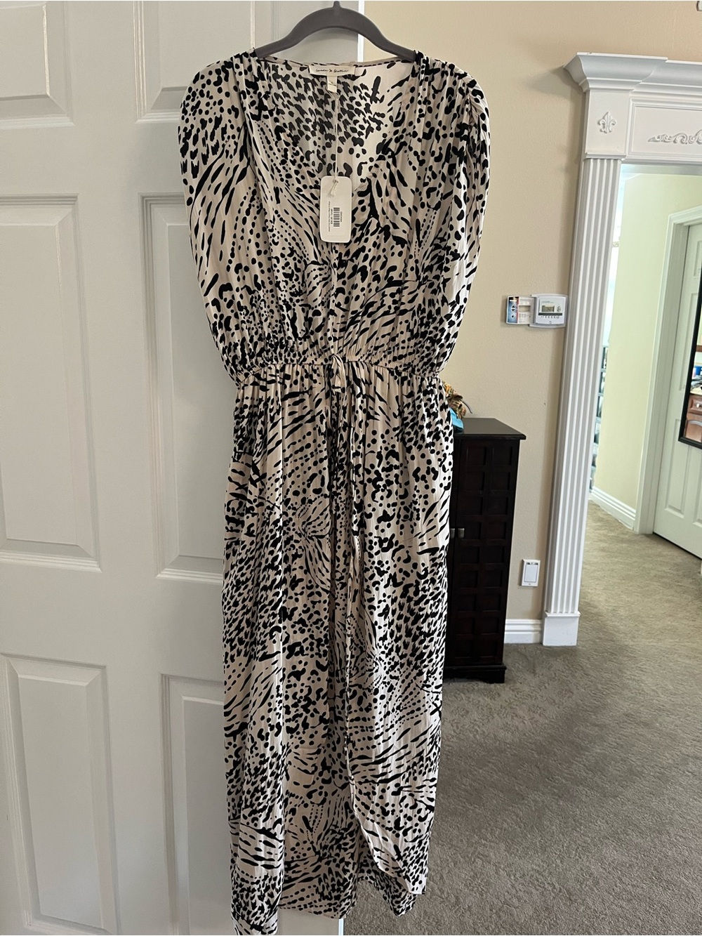 Grande and Gather Animal-Print Black and Cream Maxi Dress with wrap